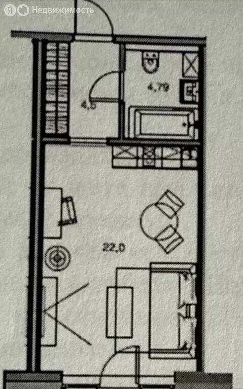 Квартира-студия: Санкт-Петербург, набережная Макарова, 58 (29.7 м) - Фото 2
