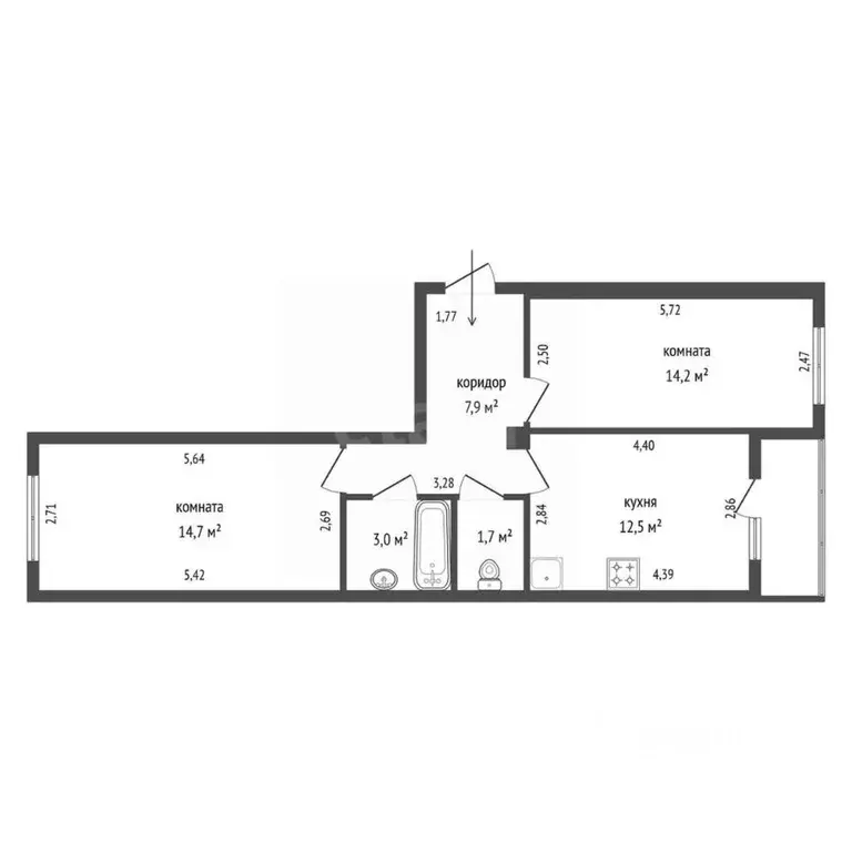 2-к кв. Свердловская область, Сысертский муниципальный округ, с. ... - Фото 2