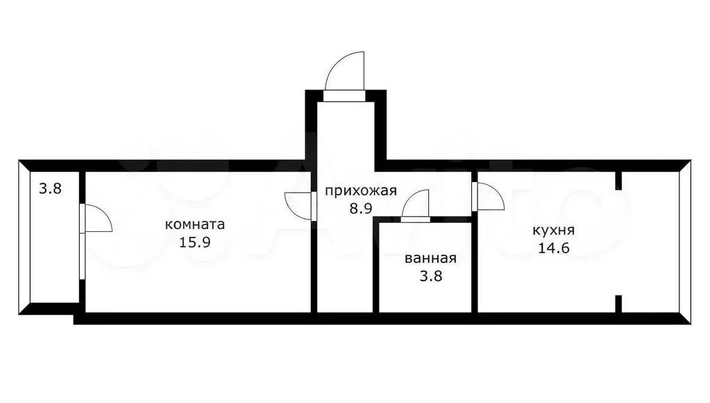 1-к. квартира, 43,2 м, 4/6 эт. - Фото 0