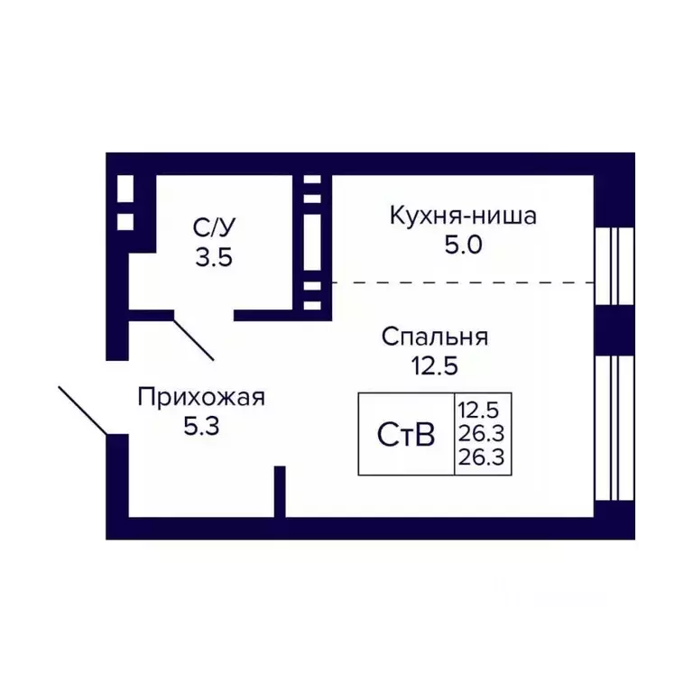 Студия Новосибирская область, Новосибирск Южно-Чемской жилмассив,  ... - Фото 0