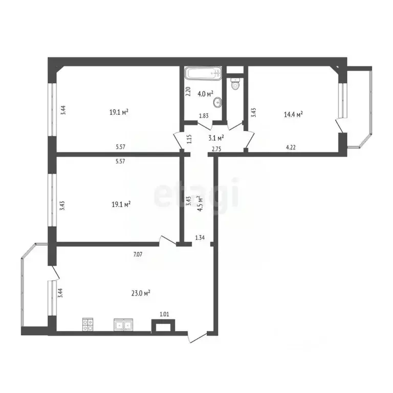 3-к кв. Тюменская область, Тюмень Кремлевская ул., 85к1 (90.0 м) - Фото 1