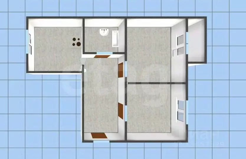 3-к кв. Иркутская область, Иркутск ул. Красноказачья, 23/3 (59.3 м) - Фото 2