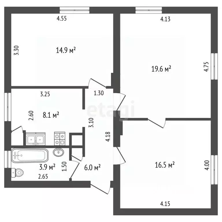 3-к кв. Калининградская область, Калининград Одесская ул., 1 (69.0 м) - Фото 2