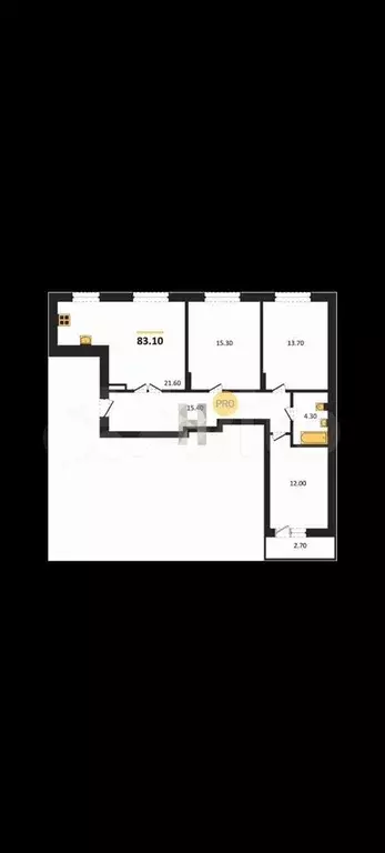 3-к. квартира, 83,1 м, 8/8 эт. - Фото 1
