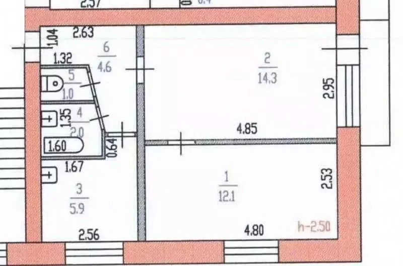 2-к кв. Алтайский край, Барнаул пер. Малый Прудской, 37 (39.9 м) - Фото 2