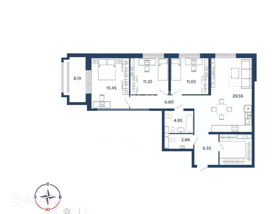 Продаётся 3-к квартира, 101.61 м - Фото 0