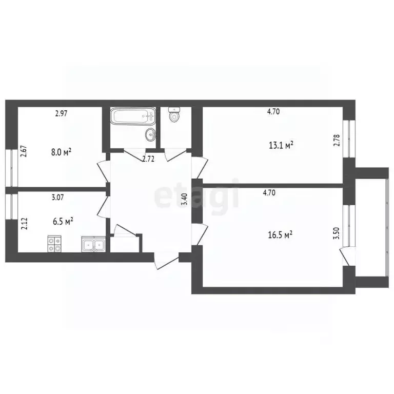 3-к кв. Тюменская область, Тюмень Садовая ул., 119 (57.2 м) - Фото 1