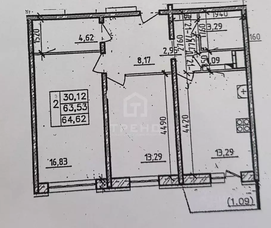 2-к кв. Санкт-Петербург Мебельная ул., 47к1 (64.62 м) - Фото 2