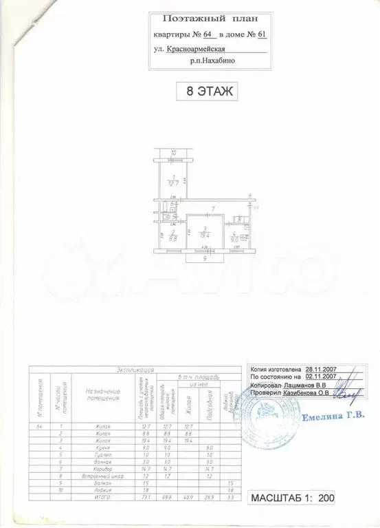 3-к. квартира, 73 м, 8/9 эт. - Фото 0