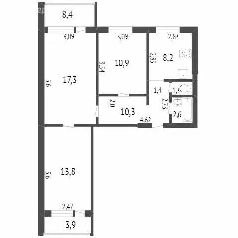 3-комнатная квартира: Комсомольск-на-Амуре, улица Дикопольцева, 31к6 ... - Фото 1
