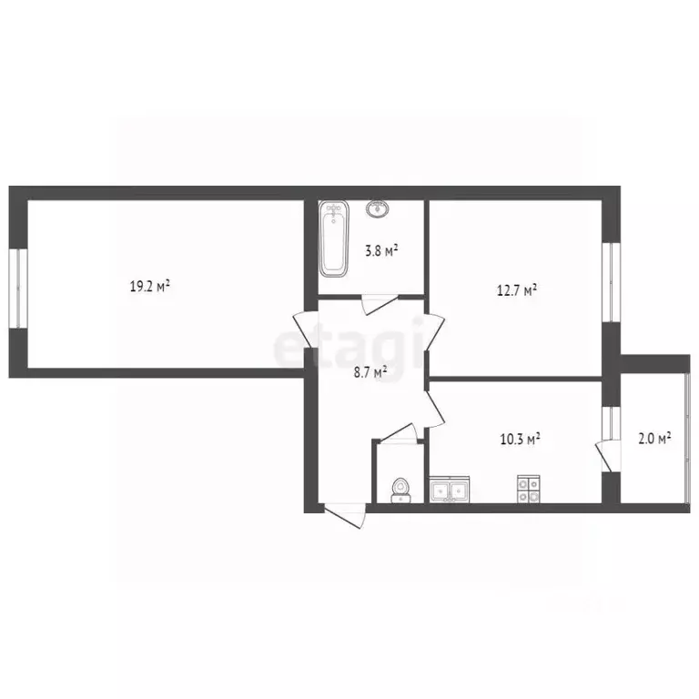 2-к кв. Тамбовская область, Тамбов ул. Сенько, 24а (56.8 м) - Фото 2