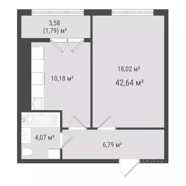 1-к кв. Сахалинская область, Южно-Сахалинск Хомутово п/р,  (40.85 м) - Фото 0