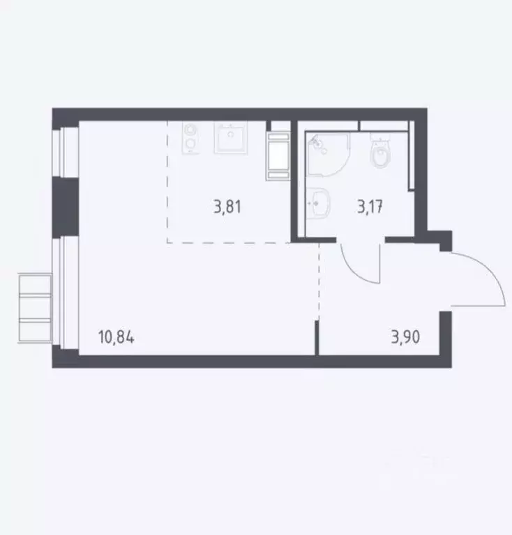 Студия Москва ул. Алхимовская, 1к1 (21.7 м) - Фото 1