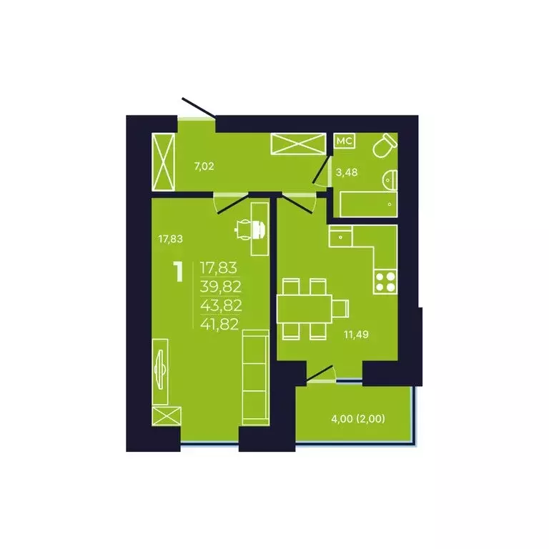 1-комнатная квартира: Уфа, улица Михаила Зайцева, 8 (41.9 м) - Фото 1