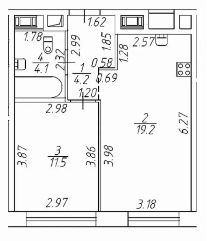 1-к кв. Санкт-Петербург просп. Крузенштерна, 13 (39.0 м) - Фото 1