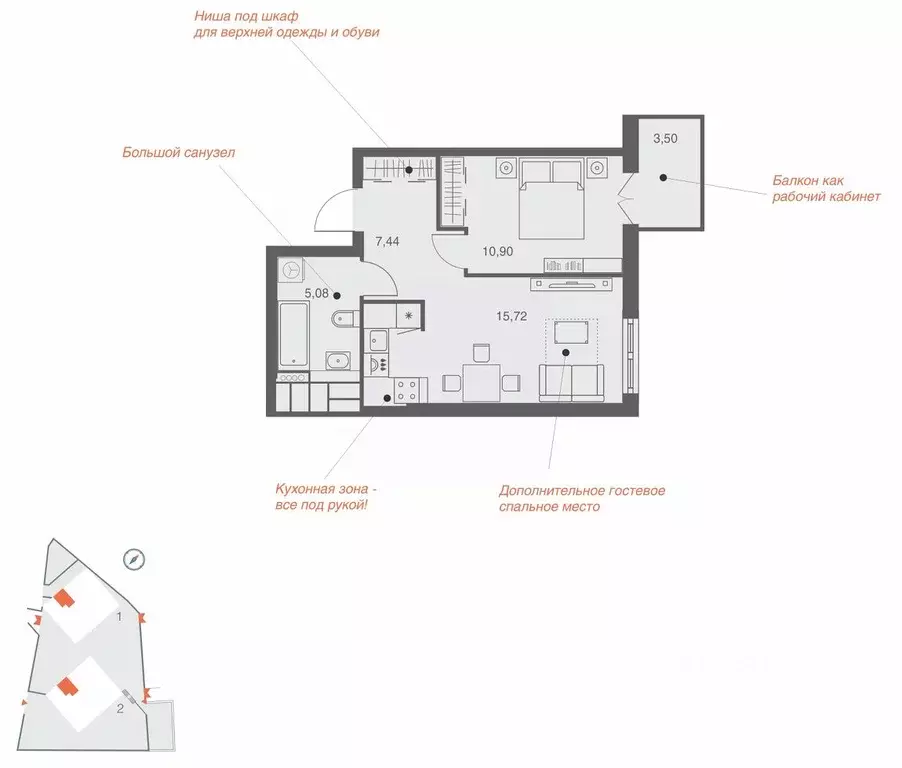 1-к кв. Липецкая область, Липецк Дикое мкр, На Депутатской жилой ... - Фото 2