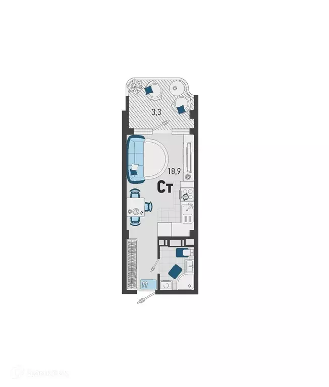 Продаётся квартира-студия, 20.8 м - Фото 1