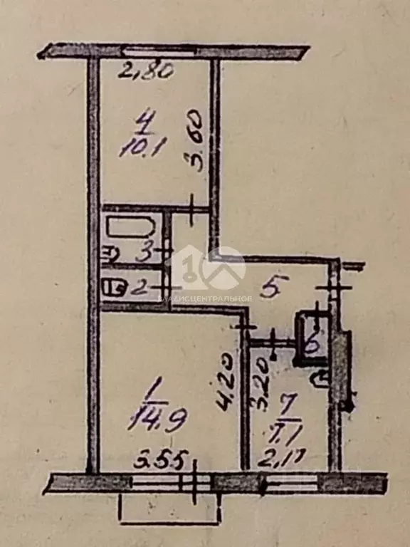 2-к кв. Новосибирская область, Искитим Центральный мкр, 29 (43.7 м) - Фото 2