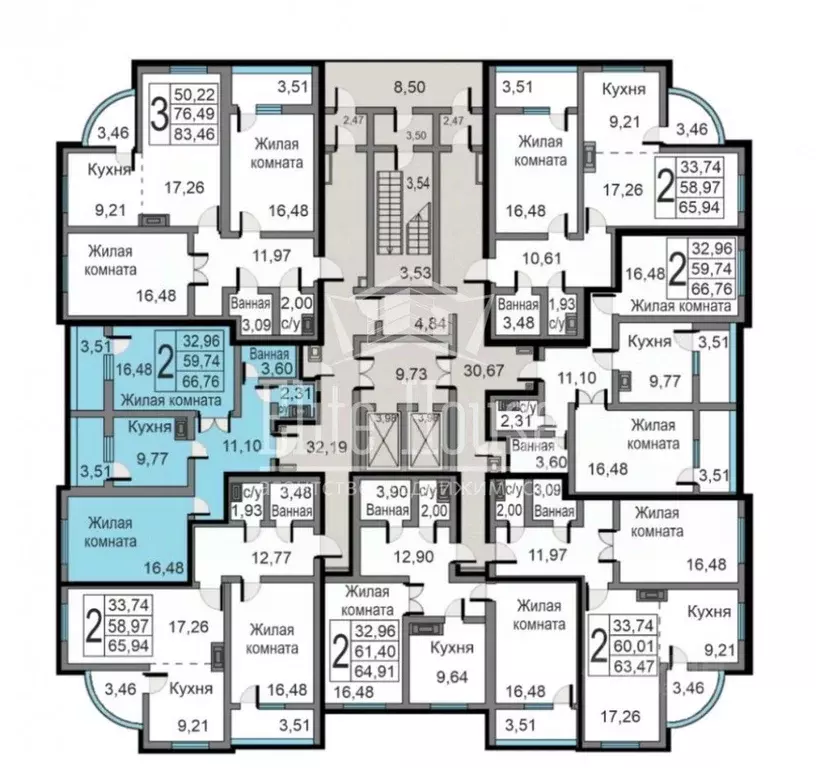 2-к кв. Калужская область, Калуга ул. Минская, 23к1 (66.76 м) - Фото 2