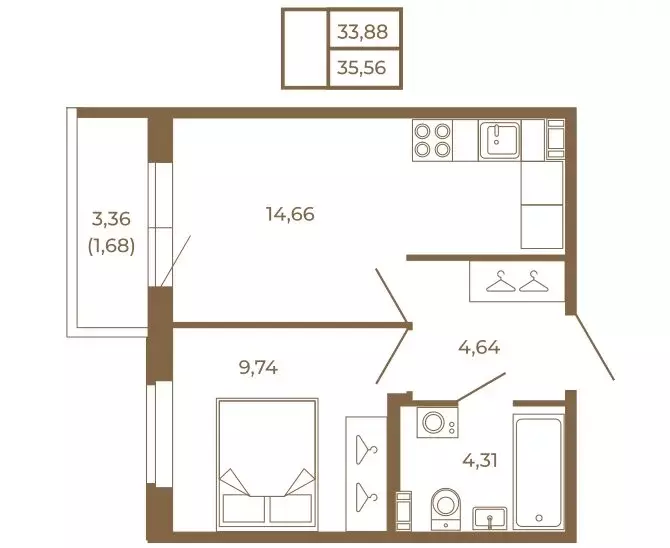 1-комнатная квартира: Сертолово, ЖК Новая История (35.56 м) - Фото 1
