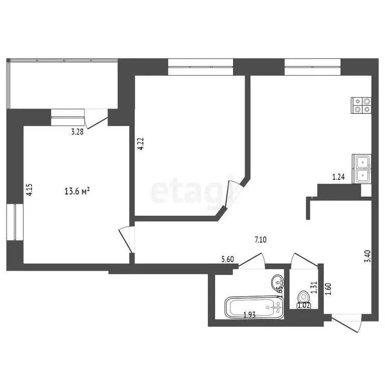 2-комнатная квартира: Тюмень, улица Монтажников, 49 (58.5 м) - Фото 1