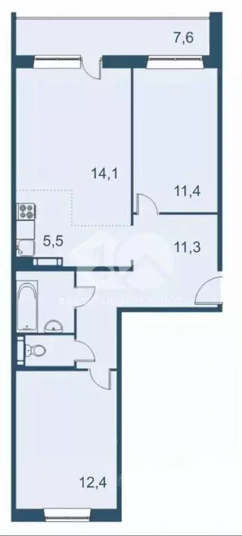 3-к кв. Новосибирская область, Новосибирск Междуреченская ул., 5/3 ... - Фото 2