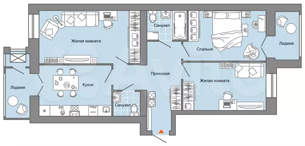 3-к. квартира, 81 м, 2/6 эт. - Фото 0