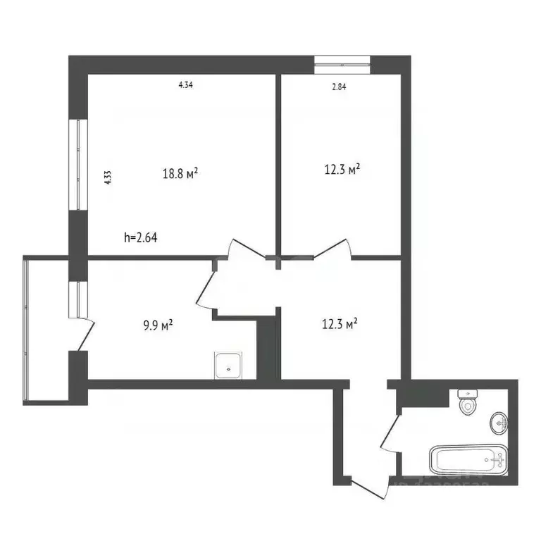 2-к кв. Красноярский край, Красноярск ул. Апрельская, 5Б (57.61 м) - Фото 2