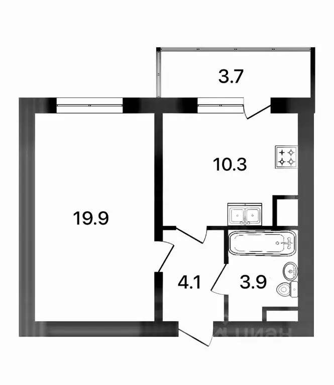 1-к кв. Санкт-Петербург Южное ш., 55к3 (40.1 м) - Фото 2