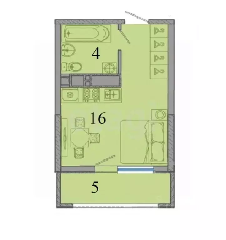 Студия Краснодарский край, Новороссийск ул. Герцена, 3Ак1 (19.7 м) - Фото 2