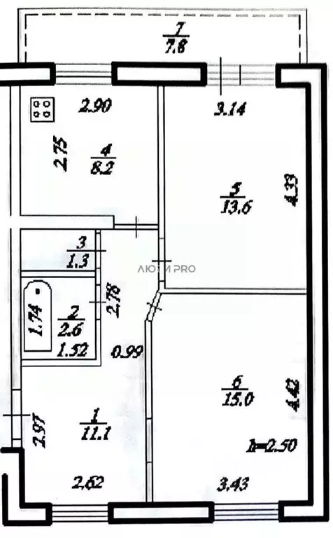 2-к кв. Башкортостан, Уфа ул. Менделеева, 120 (51.8 м) - Фото 2