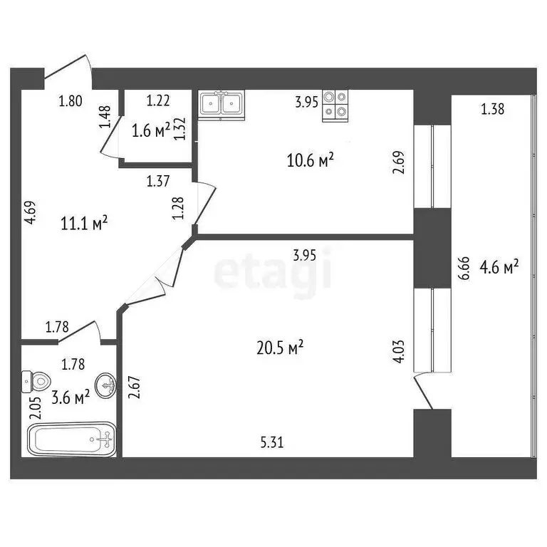1-комнатная квартира: Чита, Петровско-Заводская улица, 25 (52 м) - Фото 1