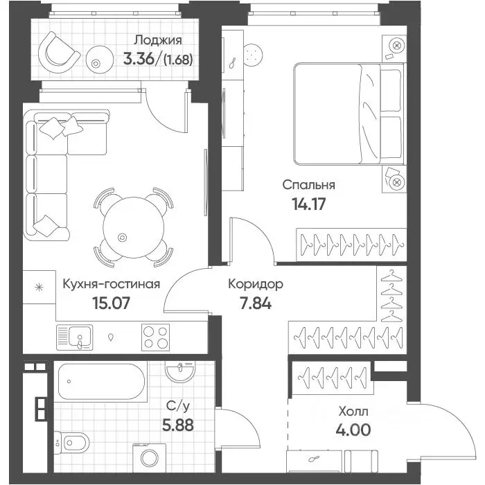 1-к кв. Свердловская область, Екатеринбург бул. Вдохновения, 4 (48.5 ... - Фото 1