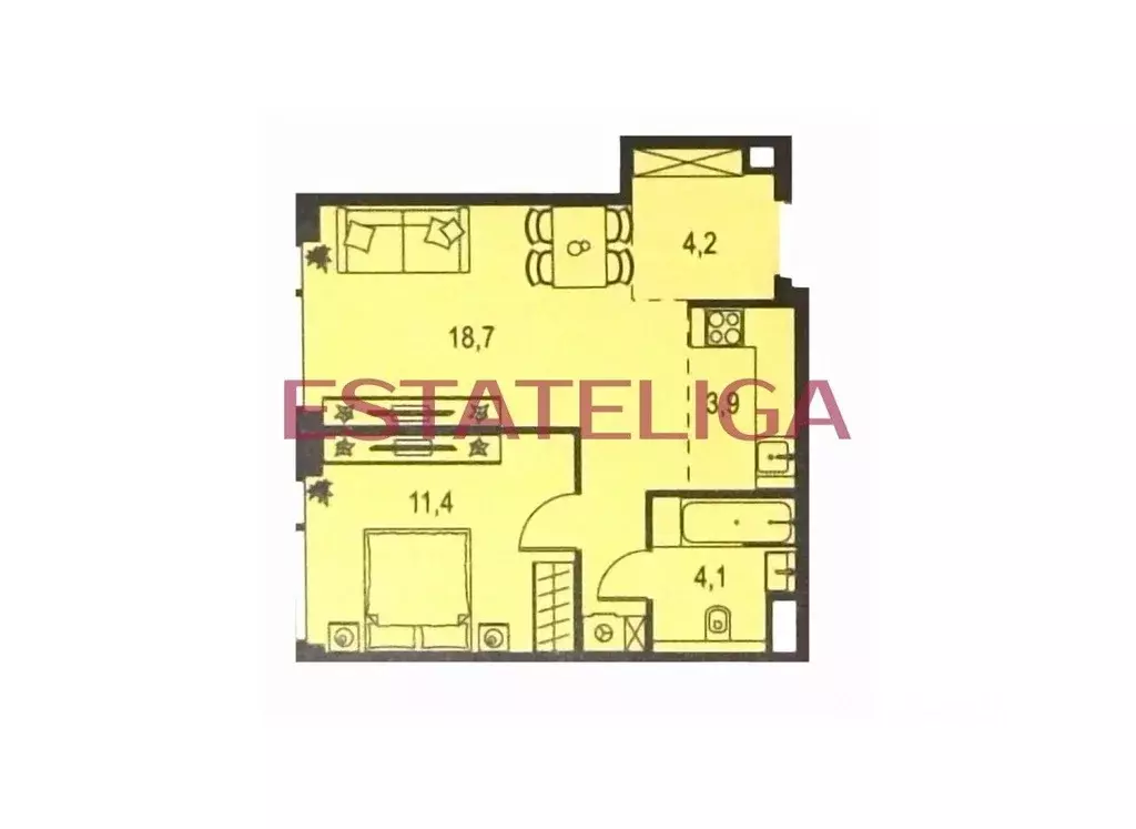 2-к кв. Москва Озерная ул., 1к2/4 (44.0 м) - Фото 2