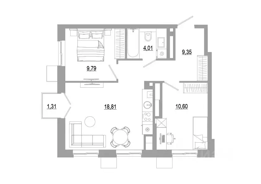 2-к кв. Астраханская область, Астрахань Энергетическая ул. (53.87 м) - Фото 0