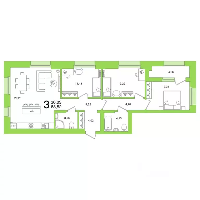 3-к кв. Башкортостан, Уфа ул. Аксакова, 18 (88.52 м) - Фото 0