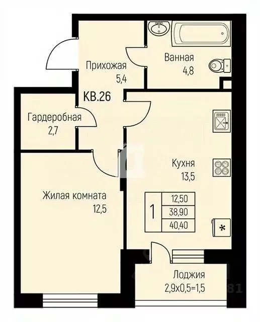 1-к кв. Краснодарский край, Краснодар пос. Березовый, ул. Имени А.Н. ... - Фото 1