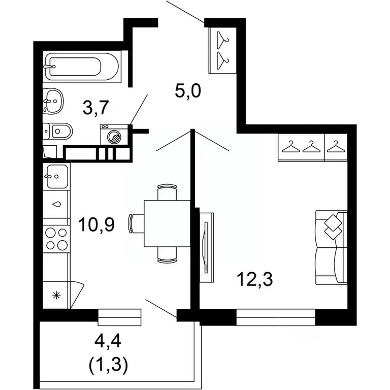 1-к кв. Краснодарский край, Сочи пос. Кудепста,  (33.2 м) - Фото 0