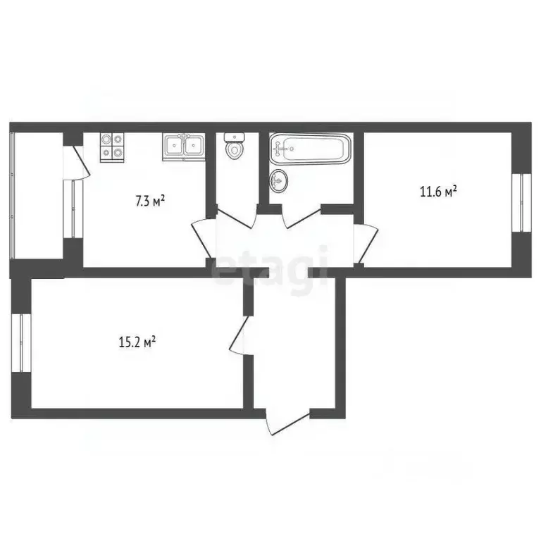 2-к кв. Башкортостан, Стерлитамак Михайловский мкр, ул. Сазонова, 18 ... - Фото 1