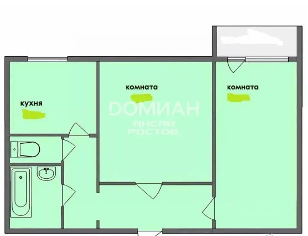 2-к кв. Ростовская область, Аксай ул. Мира, 1 (65.0 м) - Фото 2