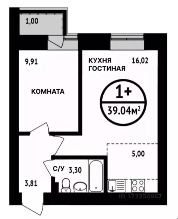 2-к кв. Башкортостан, Уфа ул. Асхата Мирзагитова, 8 (39.0 м) - Фото 1