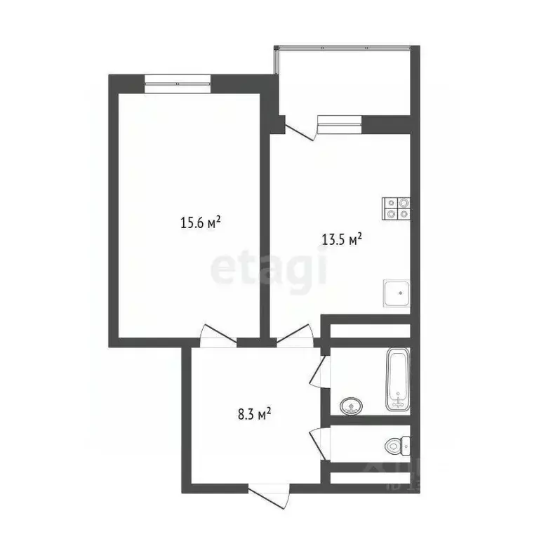 1-к кв. Тюменская область, Тюмень ул. Николая Зелинского, 1 (41.0 м) - Фото 1