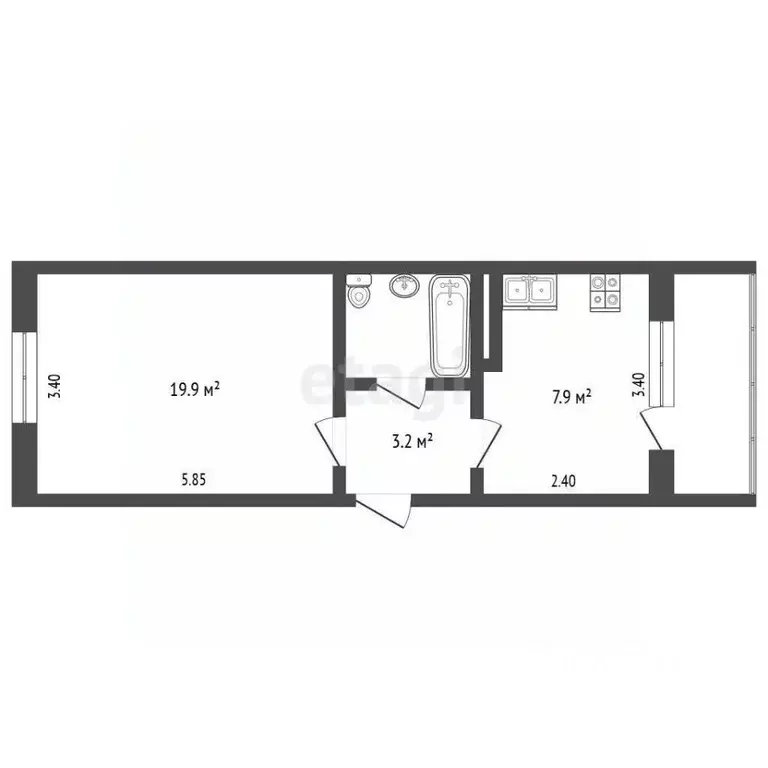 1-к кв. Крым, Щелкино Ленинский район, 3-й мкр, 97 (34.6 м) - Фото 2