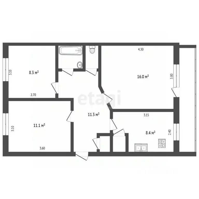 3-к кв. Владимирская область, Меленковский муниципальный округ, с. ... - Фото 1