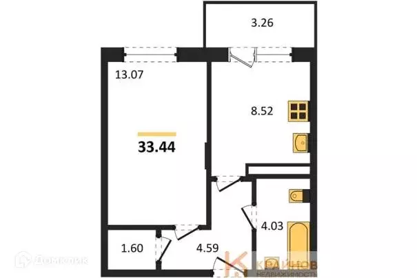 Продаётся 1-к квартира, 33.44 м - Фото 0