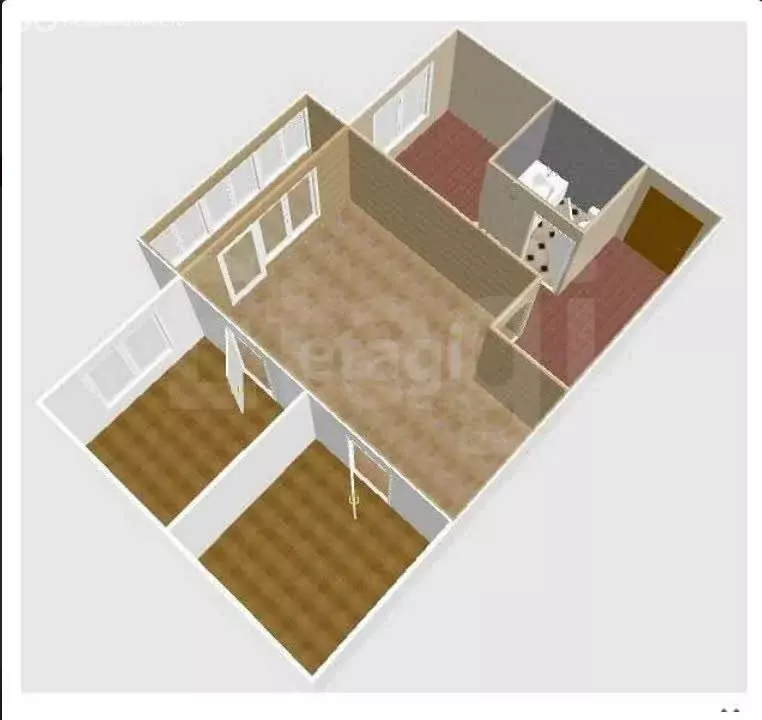 3-комнатная квартира: Южно-Сахалинск, улица М.А. Пуркаева, 82А (47.5 ... - Фото 1
