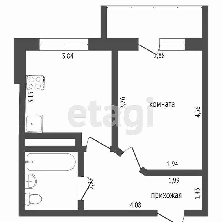 1-комнатная квартира: Тюмень, улица Тимофея Чаркова, 81 (35.3 м) - Фото 1