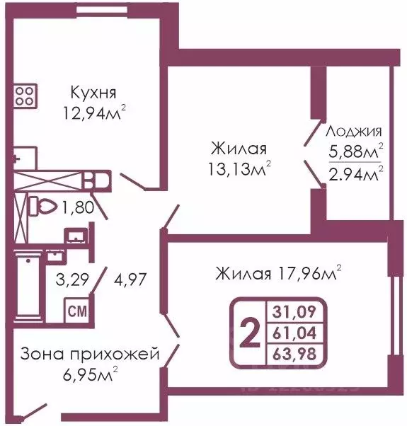 2-к кв. Калужская область, Обнинск ул. Табулевича, 7 (63.98 м) - Фото 0