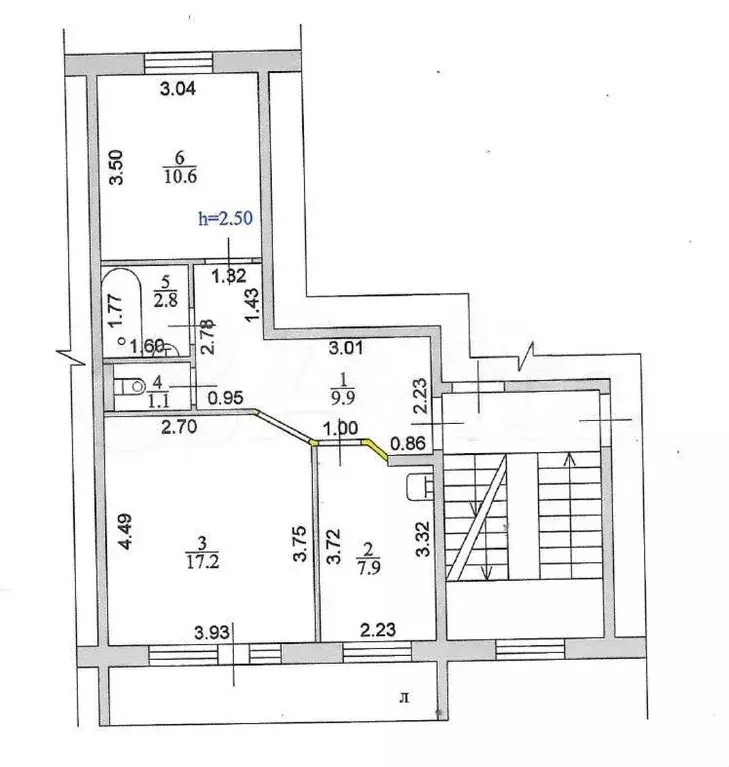 2-к. квартира, 49,5 м, 2/3 эт. - Фото 0