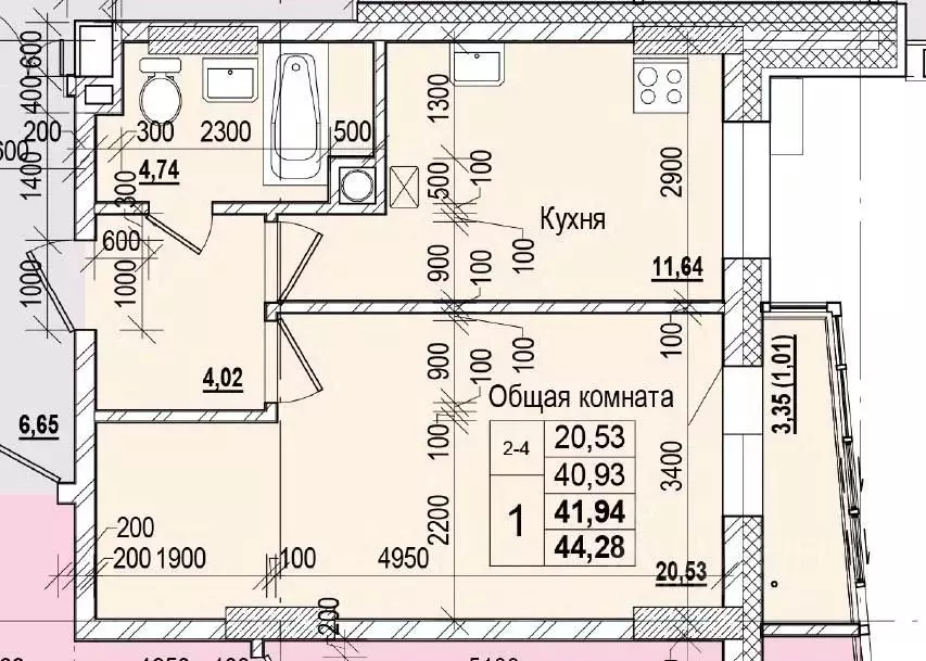 1-к кв. Саха (Якутия), Якутск ул. Чкалова (41.94 м) - Фото 0